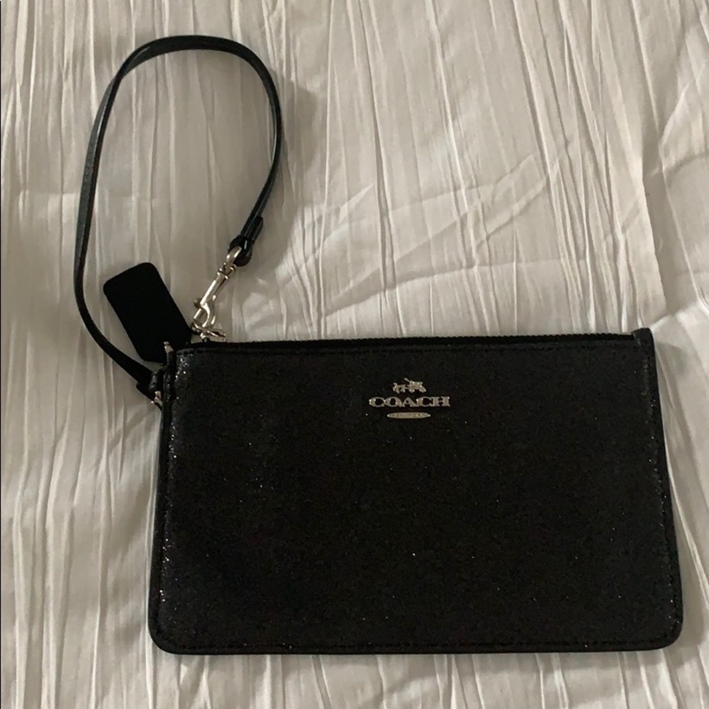 Used Once - Coach Black Shinny Wrist Clutch